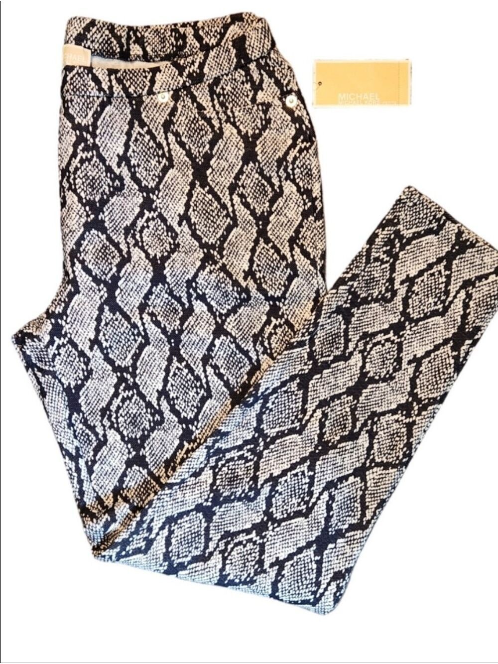Michael Kors Black White Snake-Print Pants (W Size P/L)